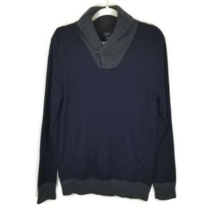 J. Crew Mens Navy Blue Cotton Shawl Collar Sweater